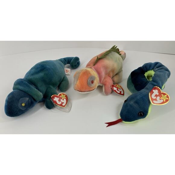 Ty Beanie Babies Reptile Bundle (3pcs) Rainbow, Iggy And Hissy - Picture 1 of 16